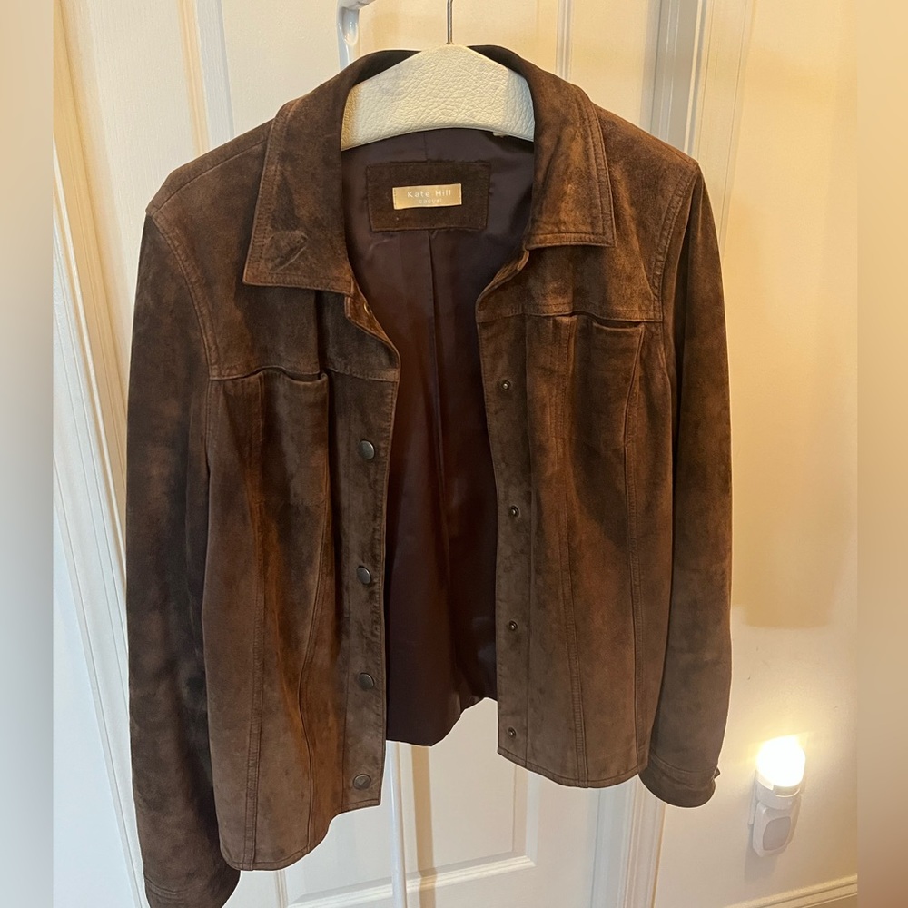 Vintage Kate Hill Brown Leather Jacket. Women’s size 14